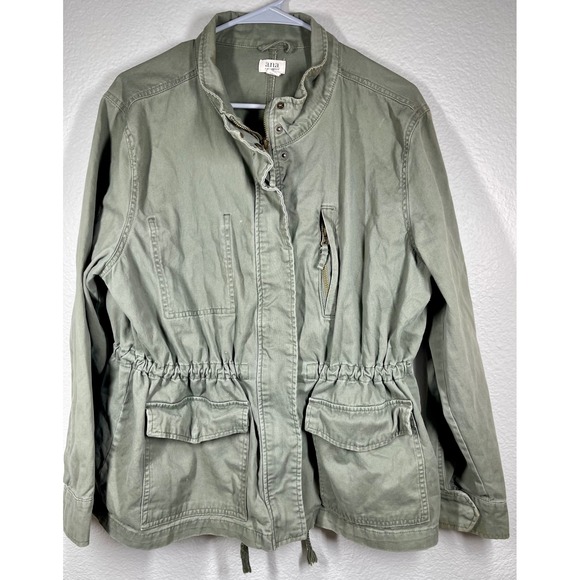 a.n.a Women's XXL Green Military Anorak Jacket Utility Drawstring Casual - Picture 1 of 9